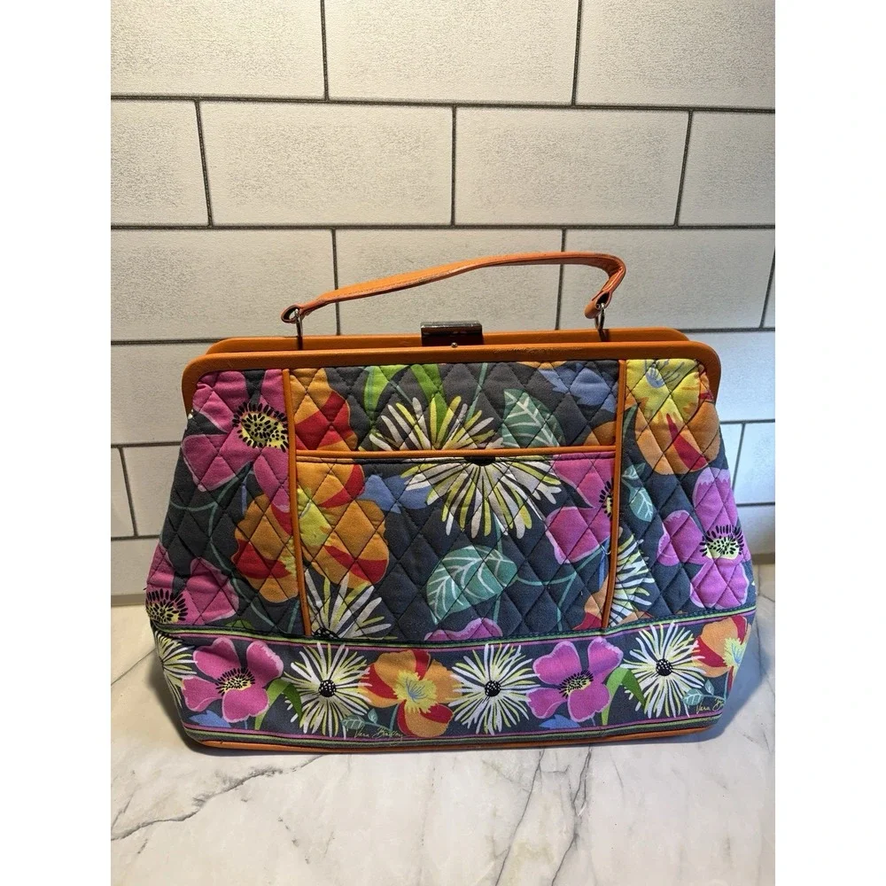 Vera Bradley Barbara Frame Bag Jazzy Blooms Floral Retired 2013 Quilted Satchel